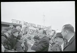 Wisconsin Prints: Hubert Humphrey Shaking Hands with Well Wishers