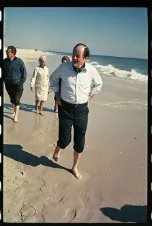 Richard J Prints: Hubert Humphrey Strolling on the Beach with Colleagues