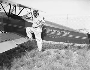 Biplane Prints: Hubert Julian With Airplane
