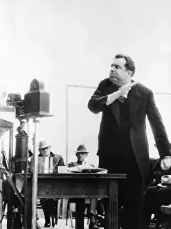 Louisiana Prints: Huey Long Gestures During Address