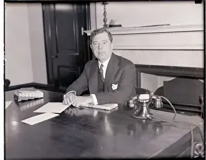 Senator Prints: Huey Long Sitting at Desk in Senate