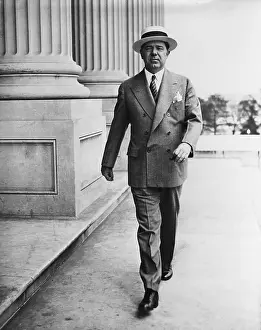 Straw Prints: Huey Long Sporting A Straw Hat
