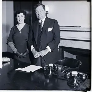 Democrat Prints: Huey P. Long Standing with His Wife