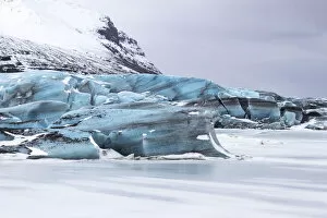 Images Dated 13th March 2015: Huge chunks of ice pushed into frozen lagoon, Skaftafelljokull Glacier, Skaftafell National Park