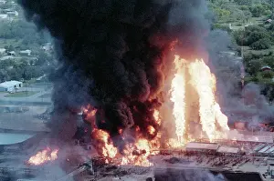 Petroleum Prints: Huge Fire and Smoke at Chemical Plant