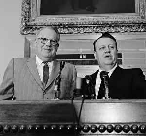 Sacramento Prints: Hugh Burns and Jesse Unruh During News Conference