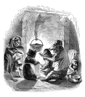 Humanized animals illustrations: Bear family