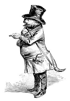 Humanized animals illustrations: Elegant dog or bear