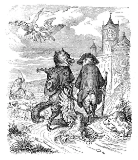 Images Dated 4th January 2017: Humanized animals illustrations: Fox with prey