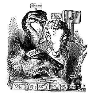 Humanized animals illustrations: Fox, sheep, snake