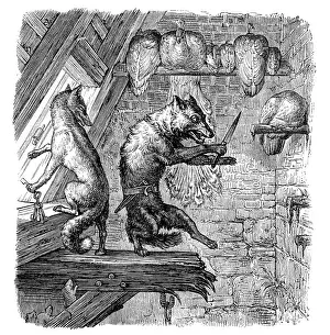 Kaulbach Prints: Humanized animals illustrations: Fox stealing