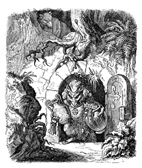 Kaulbach Prints: Humanized animals illustrations: Fox stealing treasure