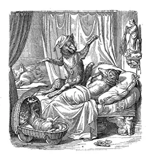 Kaulbach Prints: Humanized animals illustrations: Happy fox family