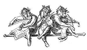 Images Dated 4th January 2017: Humanized animals illustrations: Monkey musicians