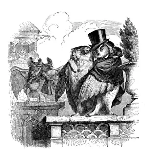Humanized Prints: Humanized animals illustrations: Owls and bats