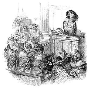Humanized animals illustrations: Parrot teacher
