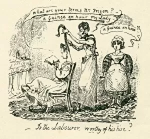 Humour costly hair styling 19th century cartoon