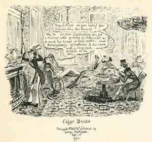High Society Prints: Humour hypochondria and foppish drawing room manners cartoon by Cruikshank