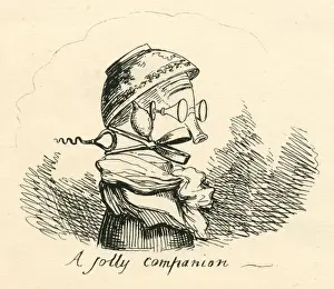 Human Head Prints: Humour A Jolly Companion Cruikshank 19th century cartoon