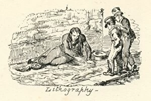 Humour pavement sailor art as lithography 19th century cartoon