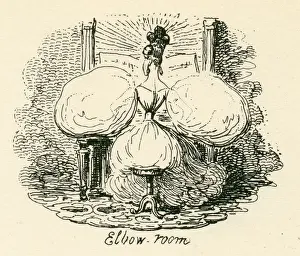 Pianist Prints: Humour puffed sleeves ladies fashion 19th century cartoon