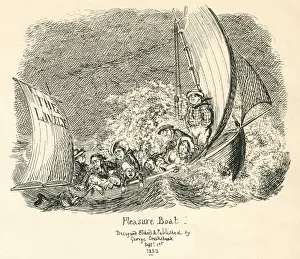 Images Dated 4th April 2013: Humour sickness aboard the pleasure boat cartoon by Cruikshank