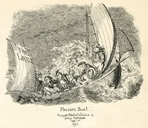 Storm Prints: Humour sickness aboard the pleasure boat cartoon by Cruikshank