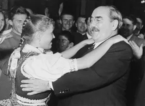 Budapest Prints: Hungarian Premier Imre Nagy Dancing with a Young Girl