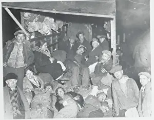Defeat Prints: Hunger Marchers Resting in Truck During Their Trek