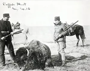 Buffalo Prints: Two Hunters With Their Prey