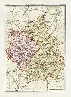 Images Dated 7th April 2017: Huntingdon and Cambridge map 1881
