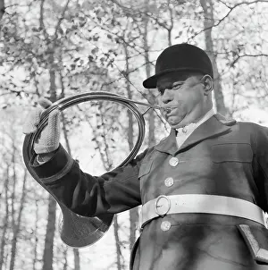 Equestrians Prints: Huntsman Signaling with Horn