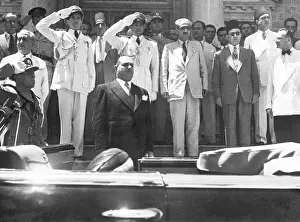 Inauguration Prints: Husni Zaim Stands at Attention During National Anthem