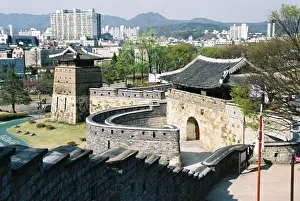 Travel Tourism Vacations Prints: Hwaseong Fortress, UNESCO World Heritage, Suwon Korea