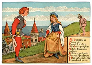 As I Was Going Up Pippen Hill - Victorian nursery rhyme illustration