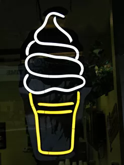 Ice cream, Sign, Icecream, Neon, Night