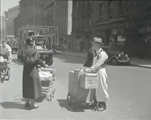 Ice Cream Prints: Ice Cream Vendor Selling in Street