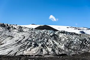Mountain Chain Prints: Ice formations, snow-capped volcanic mountain chain Kverkfjoll