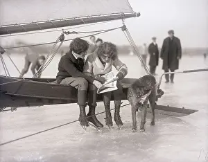 Ice Skaters Doing A Crossword Puzzle