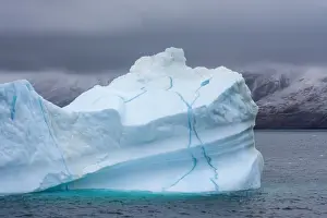 Storm Cloud Prints: Iceberg shows veins of frozen meltwater