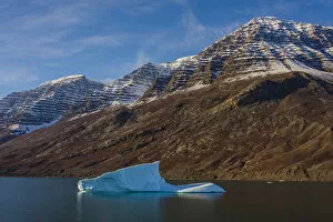 Images Dated 18th September 2016: Iceberg and snow-capped mountains, Gasefjord, Scoresby Sund, Greenland, Denmark