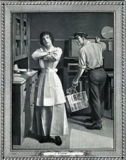 Delivery Prints: Iceman Filling Ice Box; Woman Snubs Him