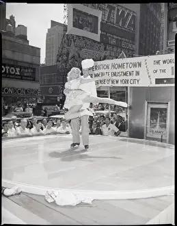 Ice Skating Prints: Iceskaters Entertaining The Crowd