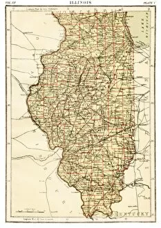 Images Dated 7th April 2017: Illinois map 1881