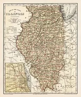 Images Dated 6th April 2017: Illinois map 1881