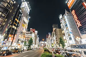 Images Dated 6th May 2015: Illuminated streets of Shinjuku at night, Tokyo, Japan