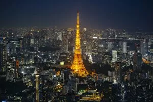 Images Dated 7th May 2015: Illuminated Tokyo Tower at night, Tokyo, Japan