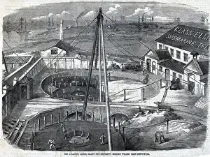 Wharf Prints: Illus Of Atlantic Cable Ready For Shippi