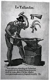 Anvil Prints: Illus.; Blacksmith At Work, Hammer, Anvil