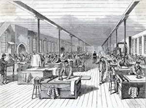 Convict Prints: Illus. Convicts Ironing In Huge Laundry